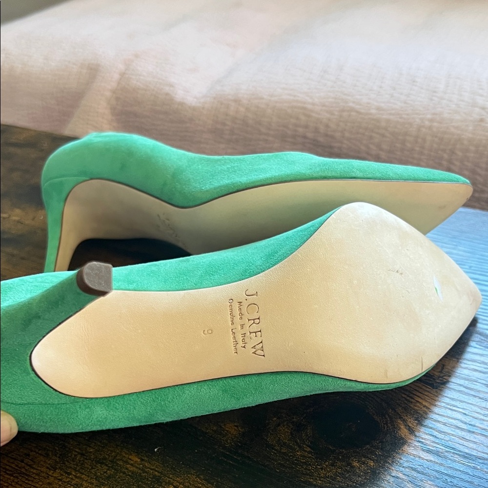 J. Crew Vibrant Green Suede Heels - Picture 3 of 6